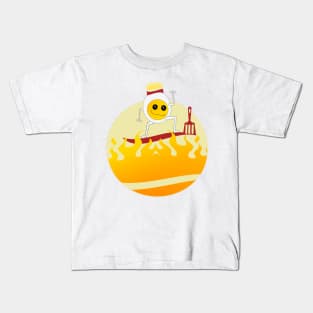 top super Adventure Cute little happy smiling Kawaii fried egg cartoon Kids T-Shirt